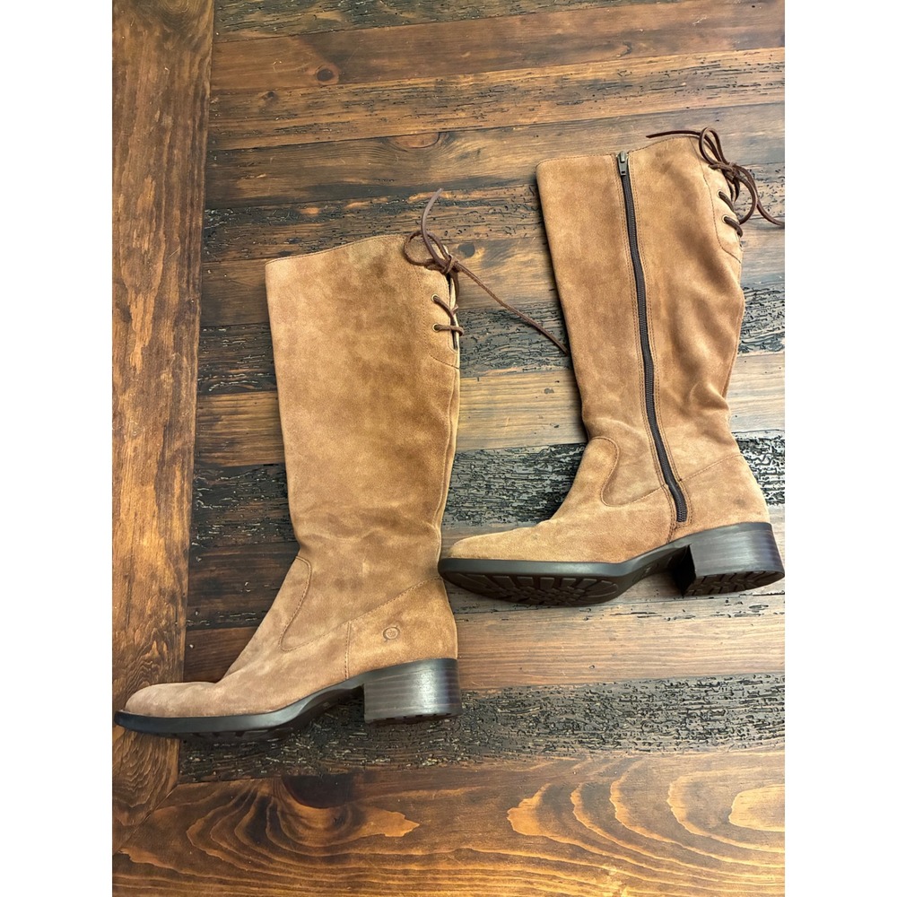 Born Cotto Boots Knee High Suede Low Heel Women's Size 7.5 Tie Up Detail Tall - Picture 4 of 6